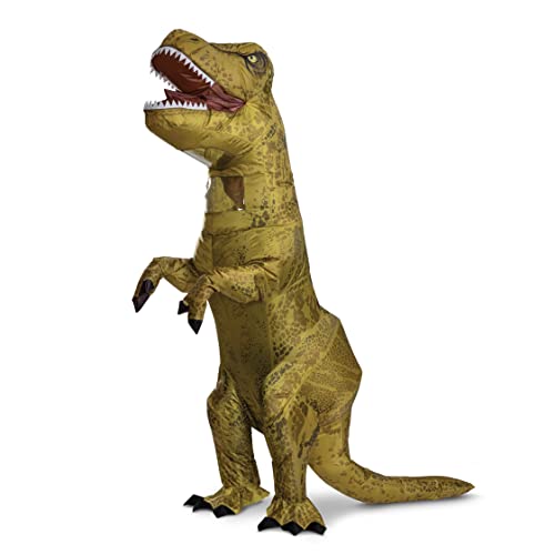 Jurassic World T-Rex Costume, Inflatable Rexy Dinosaur Costume for Adults, Fan Operated Expandable Blow Up Jumpsuit