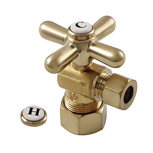 Kingston Brass CC53307X Vintage 5/8" X 3/8" OD Comp Angle Stop with Handle, Brushed Brass