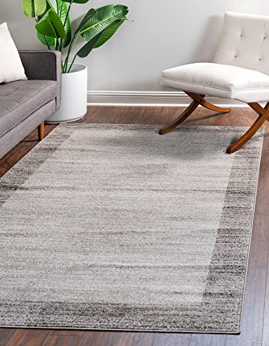 Unique Loom Del Mar Collection Area Rug-Transitional Inspired with Modern Contemporary Design, 8' 0 x 11' 0 Rectangular, Light Gray/Beige