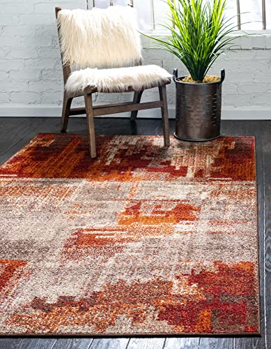 Unique Loom Autumn Collection Modern Contemporary Casual Abstract Area Rug, 5 x 8 ft, Multi/Beige Rustic