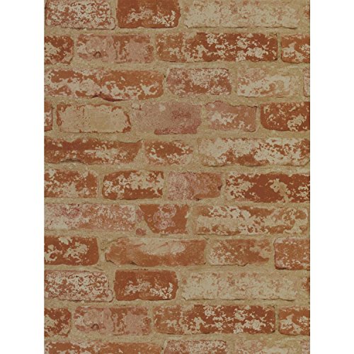 York Wallcoverings Wall in a Box Stuccoed Brick Removable Wallpaper, Rust Red, Barn Red, Ivory, Beige Wine Red