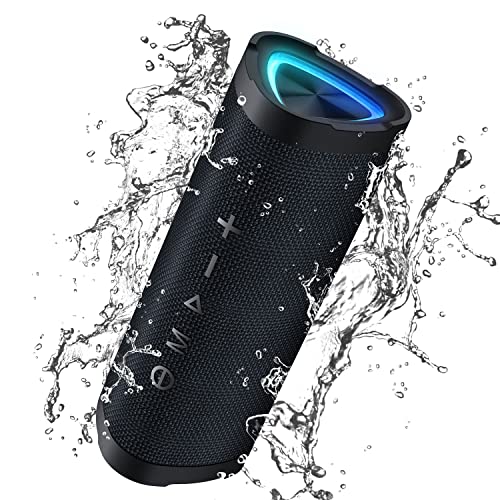 Vanzon Bluetooth Speakers,V40 IPX7 Waterproof Portable Wireless Speaker with 24W Loud Stereo Sound&Up to 24H Playtime,TWS,RGB Multi-Colors Rhythm Lights for Outdoor, Home, Party, Beach, Travel-Black